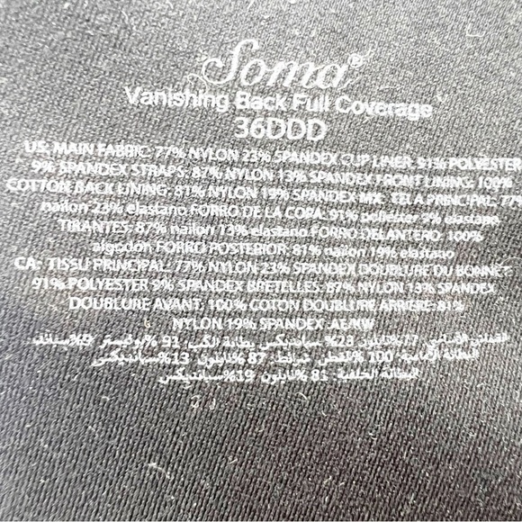 ✅ SOMA VANISHING BACK FULL COVERAGE BRA BLACK/RED FLORAL SIZE 36DDD - Picture 2 of 5